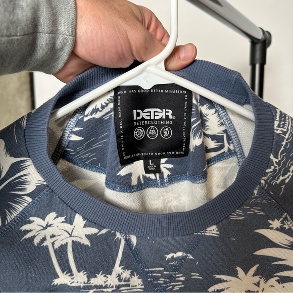 DETER sweatshirt tropical Hawaiian print pullover crewneck - Picture 3 of 3